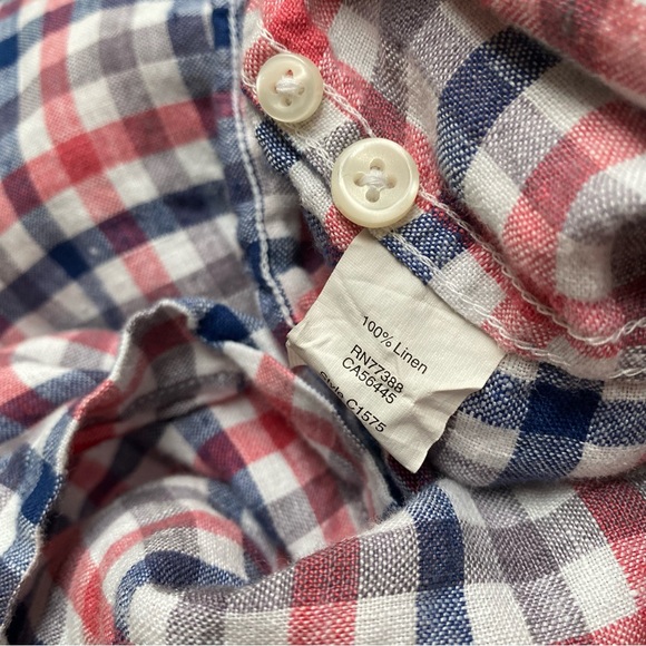 J Crew Linen Checkered Slim Fit Button Up Shirt - Picture 12 of 12
